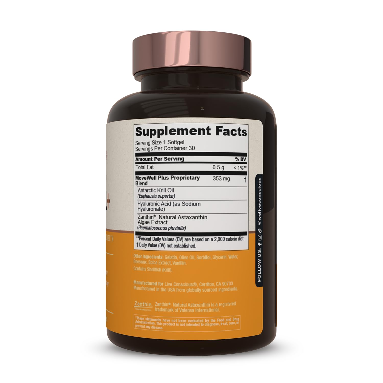 Live Conscious Joint Health Supplement - MoveWell Plus Antarctic Krill Oil, Natural Astaxanthin and Hyaluronic Acid | Outperforms Glucosamine (2 Pack) - dailyvitalstore