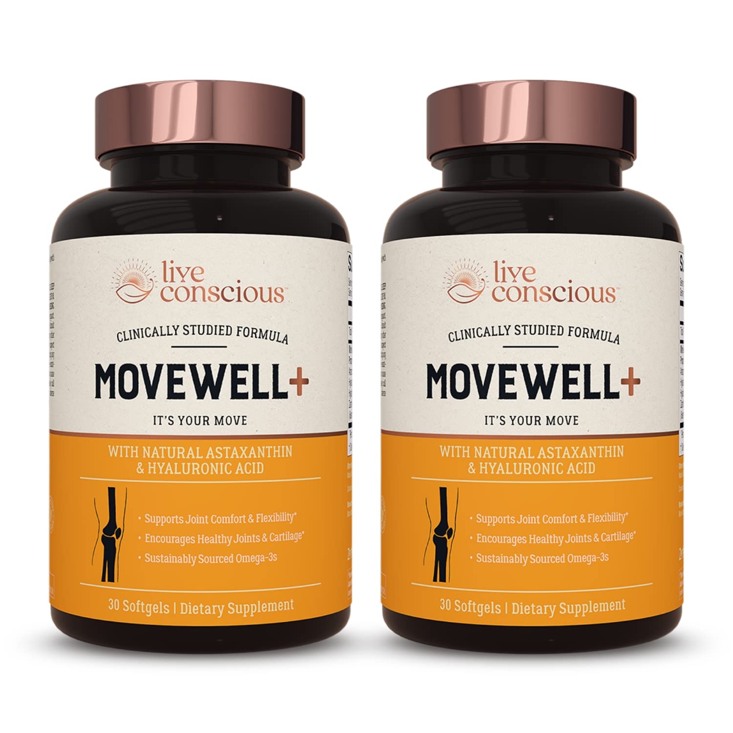 Live Conscious Joint Health Supplement - MoveWell Plus Antarctic Krill Oil, Natural Astaxanthin and Hyaluronic Acid | Outperforms Glucosamine (2 Pack) - dailyvitalstore