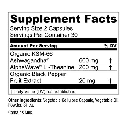 Live Conscious KSM-66 Ashwagandha Supplement w/L Theanine & AlphaWave - ZenWell Everyday Stress Relief, Cognitive, Brain Health - dailyvitalstore