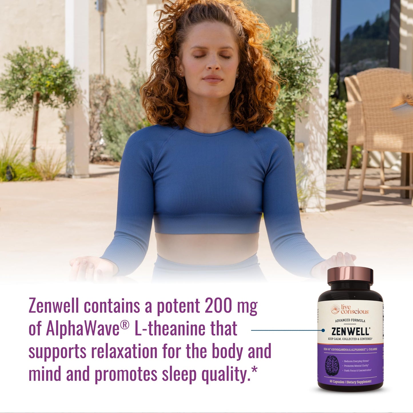 Live Conscious KSM-66 Ashwagandha Supplement w/L Theanine & AlphaWave - ZenWell Everyday Stress Relief, Cognitive, Brain Health - dailyvitalstore