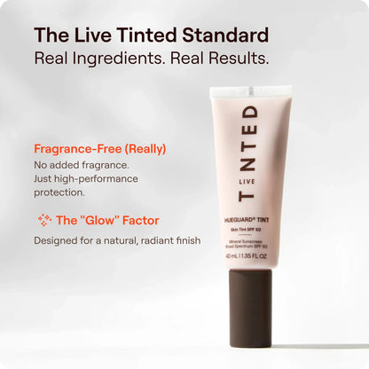 Live Tinted Hueguard Skin Tint SPF 50 - Tinted Mineral Sunscreen with Light-Medium Buildable Coverage With a Hydrating and Radiant Finish - Water and Sweat Resistant, 1.35 fl oz - Shade 10 - dailyvitalstore