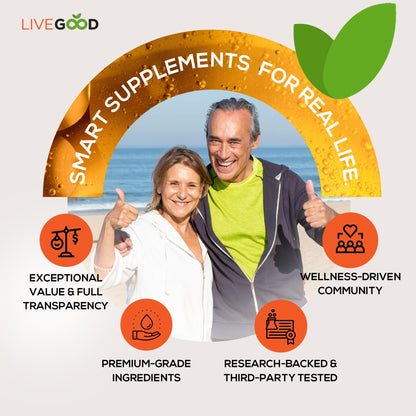 LIVEGOOD™ Factor 4, Omega 3 Fish Oil with EPA & DHA, CoQ10, and Turmeric, Advanced Q10 Coenzyme & CoQ10 Supplements, DHA Supplements for Heart, Joint & Immune Support, Made in USA, 60 Count, - dailyvitalstore