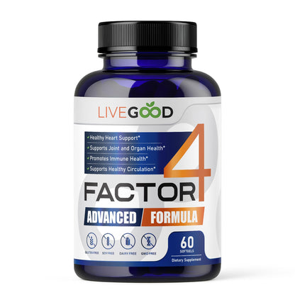 LIVEGOOD™ Factor 4, Omega 3 Fish Oil with EPA & DHA, CoQ10, and Turmeric, Advanced Q10 Coenzyme & CoQ10 Supplements, DHA Supplements for Heart, Joint & Immune Support, Made in USA, 60 Count, - dailyvitalstore