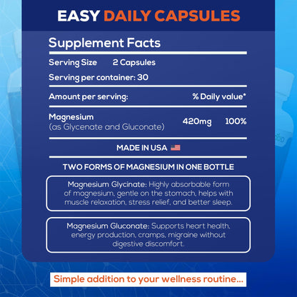 LiveGood™ Ultra Magnesium Complex, Organic Magnesium Glycinate and Gluconate for Muscle Recovery, Nerve Support & Relief – High Absorption Supplement, Vegan, Non-GMO, Made in USA, 60 Capsules - dailyvitalstore