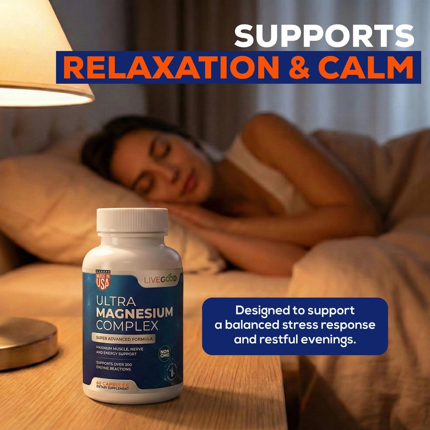 LiveGood™ Ultra Magnesium Complex, Organic Magnesium Glycinate and Gluconate for Muscle Recovery, Nerve Support & Relief – High Absorption Supplement, Vegan, Non-GMO, Made in USA, 60 Capsules - dailyvitalstore
