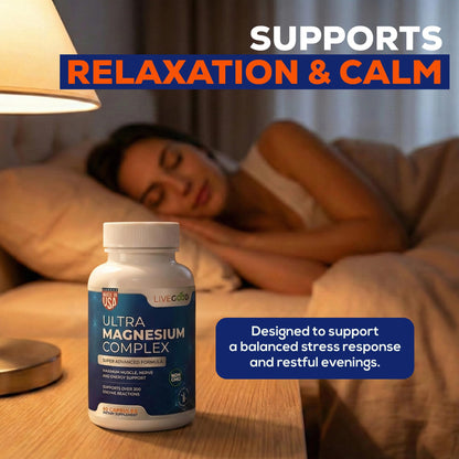 LiveGood™ Ultra Magnesium Complex, Organic Magnesium Glycinate and Gluconate for Muscle Recovery, Nerve Support & Relief – High Absorption Supplement, Vegan, Non-GMO, Made in USA, 60 Capsules - dailyvitalstore