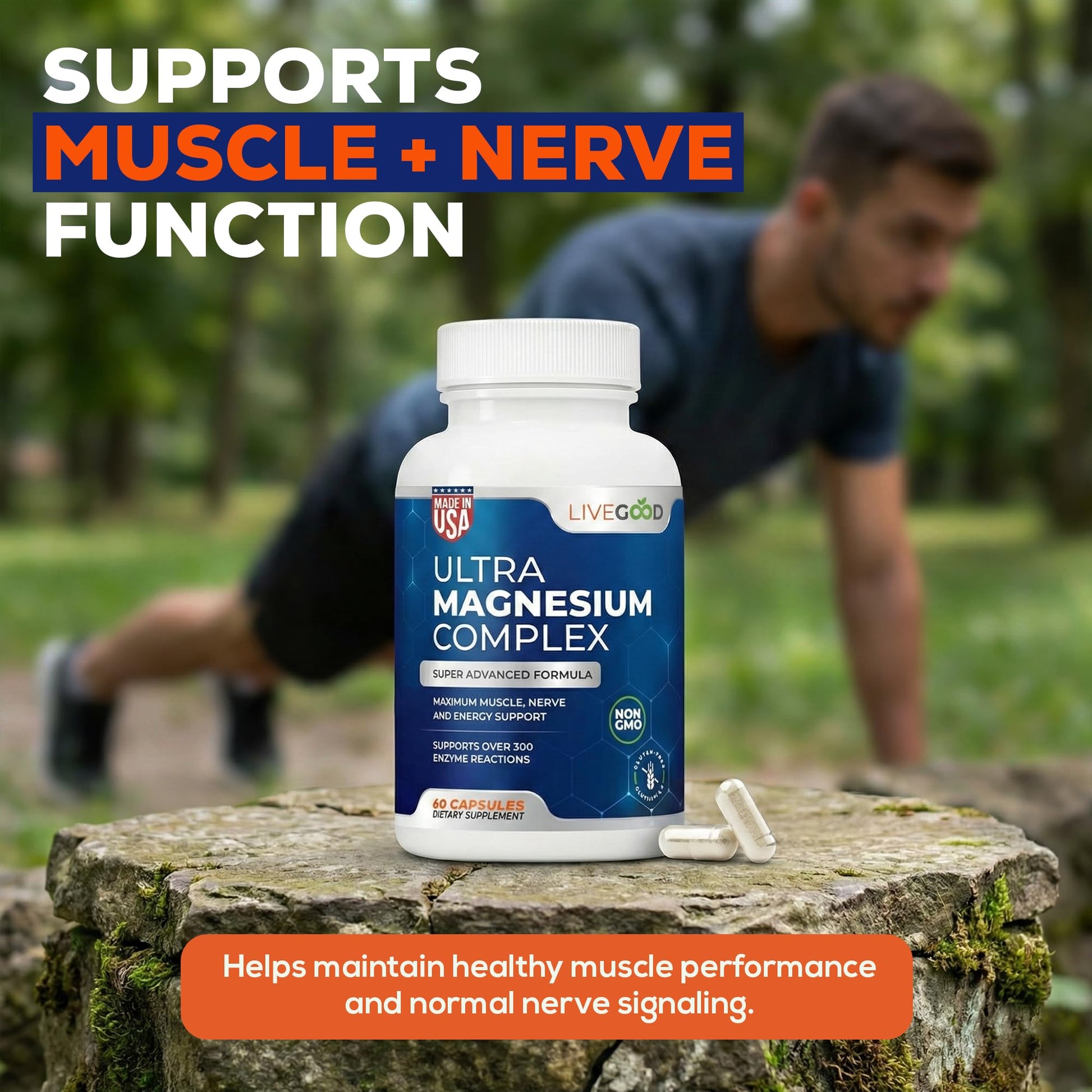 LiveGood™ Ultra Magnesium Complex, Organic Magnesium Glycinate and Gluconate for Muscle Recovery, Nerve Support & Relief – High Absorption Supplement, Vegan, Non-GMO, Made in USA, 60 Capsules - dailyvitalstore