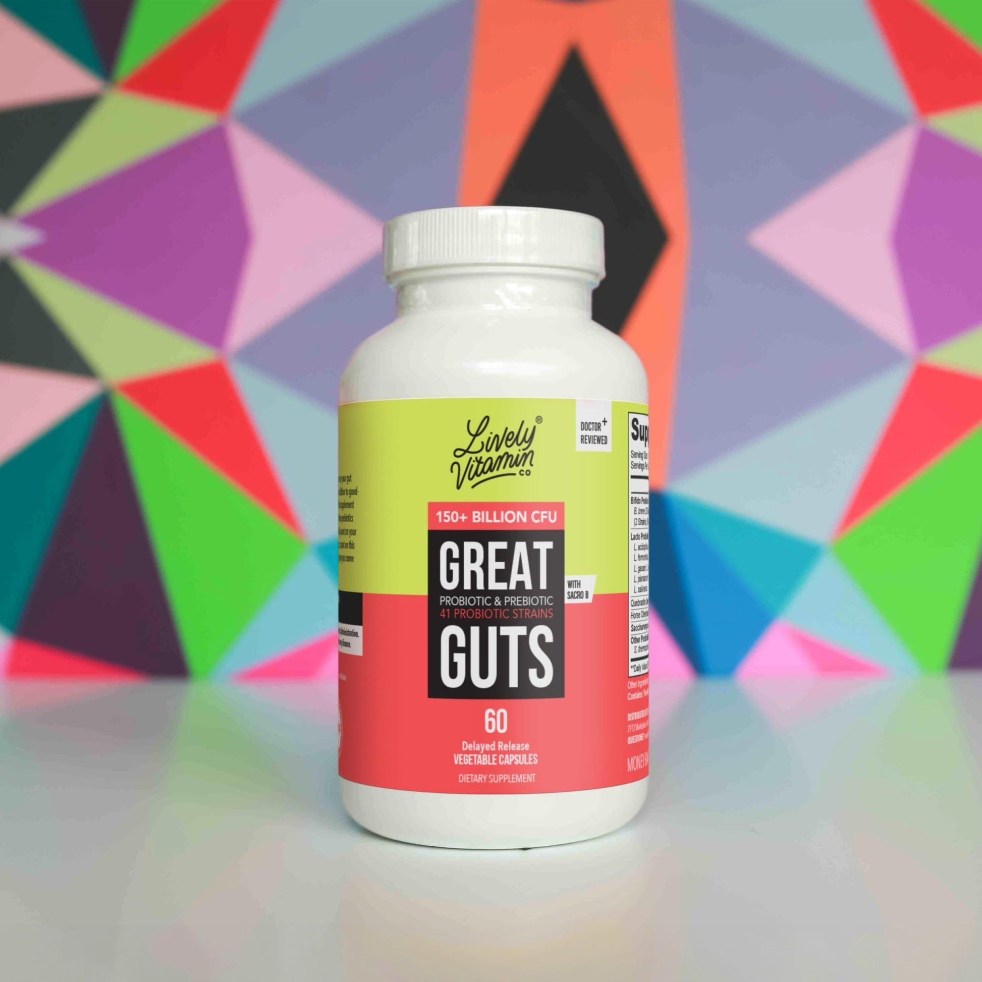 LIVELY VITAMIN CO. Great Guts Probiotic - 25 Billion CFU Probiotic - Balance Gut Microbiome, GI Tract, Inflammation, Indigestion, Reflux, Upset Stomach, & Diarrhea - 90 Caps - dailyvitalstore