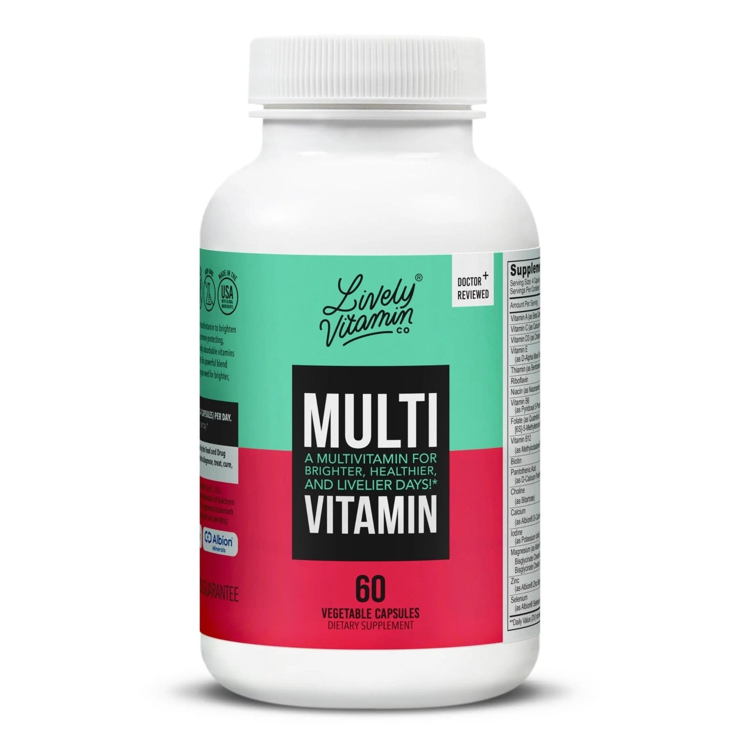 LIVELY VITAMIN CO. Multivitamin - 37 Vitamins Minerals and Extracts - Energy - Memory - Immune Function - Heart- Brain - Focus - Mood - Antioxidants - dailyvitalstore