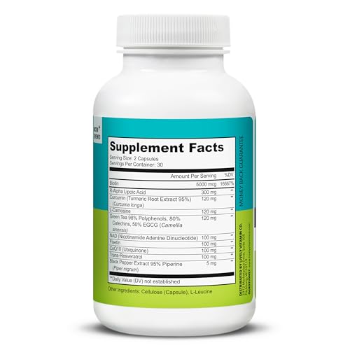 LIVELY VITAMIN CO. Perfect Ten - Anti-Aging & Antioxidant Supplement - Biotin & Lipoic Acid - Healthy Hair, Skin, Nails - Energy Boost - Sharper Brain Function - Stronger Immunity - 60 Capsules - dailyvitalstore