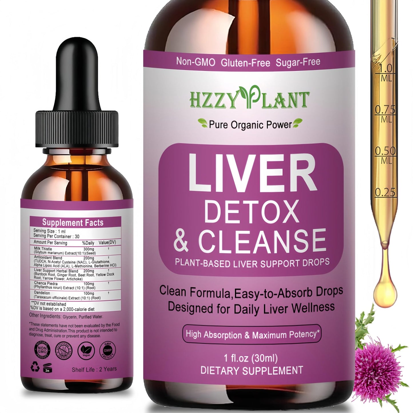 Liver Cleanse Detox & Repair Drops - Liquid Liver Support Tincture with Milk Thistle, Dandelion, Artichoke, TUDCA, NAC, Chanca Piedra - 15-in-1 Advanced Liver Detox Health Supplement - Vegan, Non-GMO - dailyvitalstore