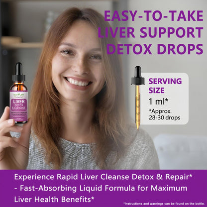 Liver Cleanse Detox & Repair Drops - Liquid Liver Support Tincture with Milk Thistle, Dandelion, Artichoke, TUDCA, NAC, Chanca Piedra - 15-in-1 Advanced Liver Detox Health Supplement - Vegan, Non-GMO - dailyvitalstore