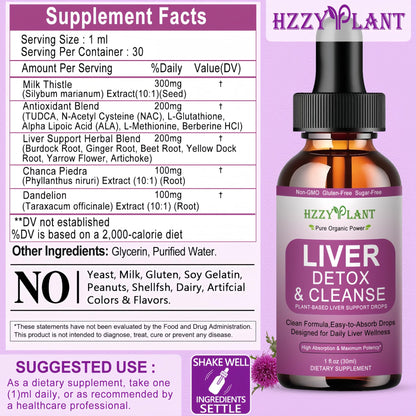 Liver Cleanse Detox & Repair Drops - Liquid Liver Support Tincture with Milk Thistle, Dandelion, Artichoke, TUDCA, NAC, Chanca Piedra - 15-in-1 Advanced Liver Detox Health Supplement - Vegan, Non-GMO - dailyvitalstore