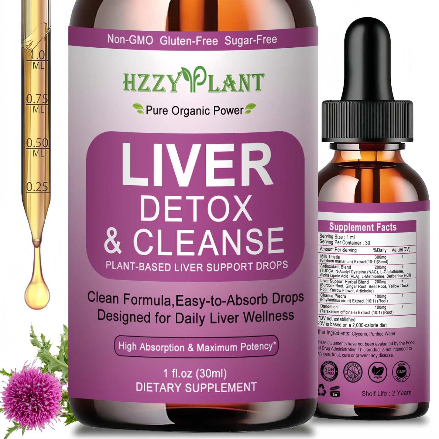Liver Cleanse Detox & Repair Drops - Liquid Liver Support Tincture with Milk Thistle, Dandelion, Artichoke, TUDCA, NAC, Chanca Piedra - 15-in-1 Advanced Liver Detox Health Supplement - Vegan, Non-GMO - dailyvitalstore