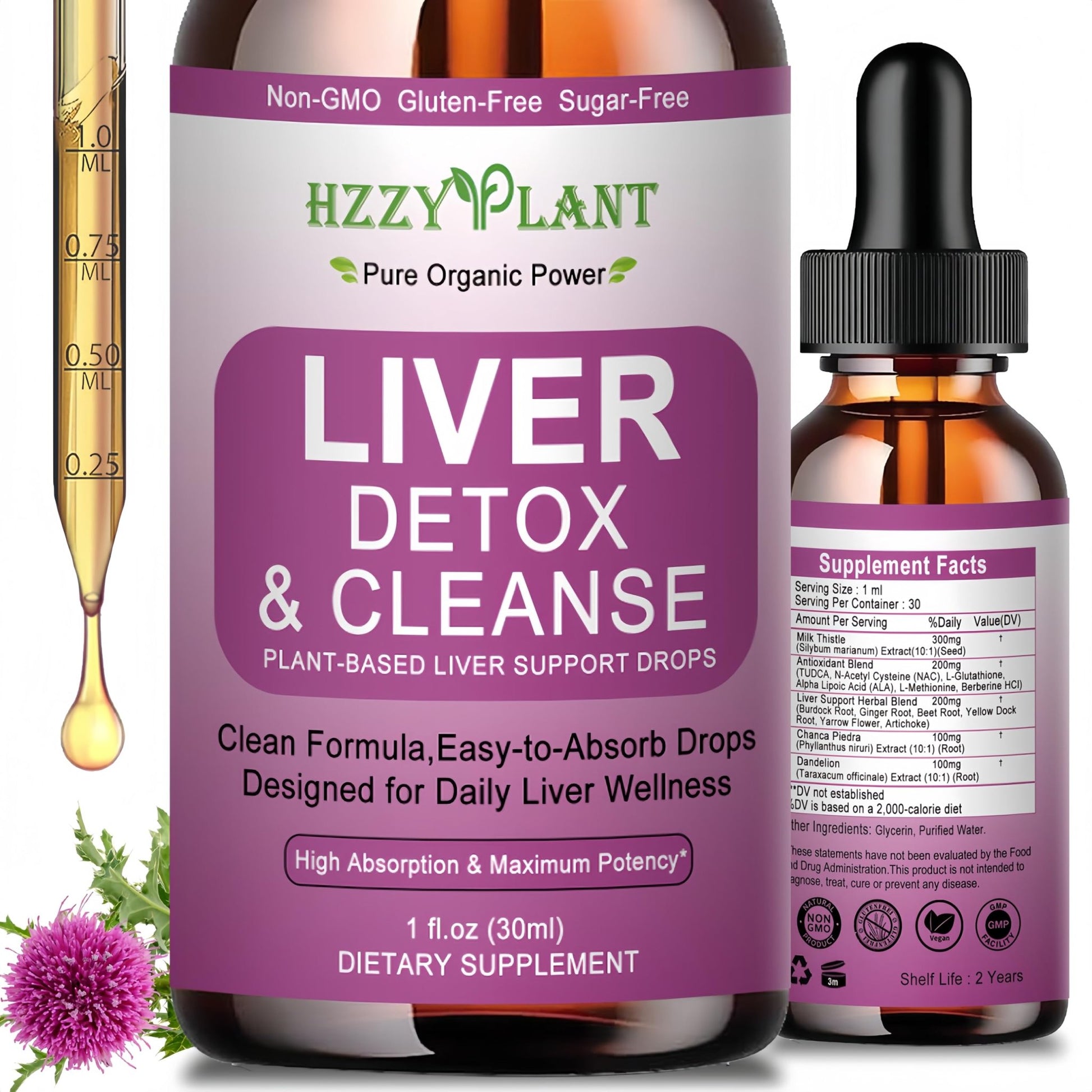 Liver Cleanse Detox & Repair Drops - Liquid Liver Support Tincture with Milk Thistle, Dandelion, Artichoke, TUDCA, NAC, Chanca Piedra - 15-in-1 Advanced Liver Detox Health Supplement - Vegan, Non-GMO - dailyvitalstore