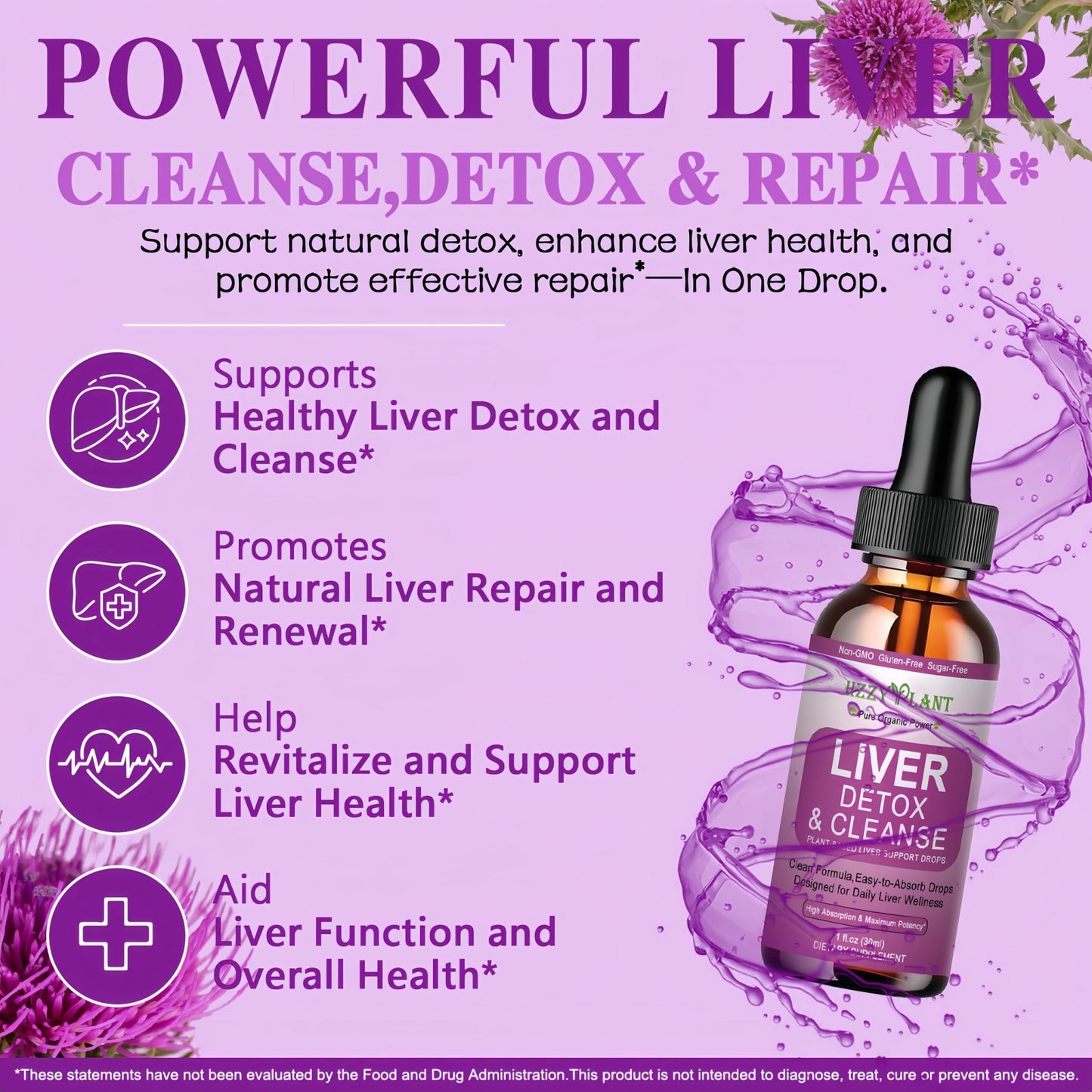 Liver Cleanse Detox & Repair Drops - Liquid Liver Support Tincture with Milk Thistle, Dandelion, Artichoke, TUDCA, NAC, Chanca Piedra - 15-in-1 Advanced Liver Detox Health Supplement - Vegan, Non-GMO - dailyvitalstore