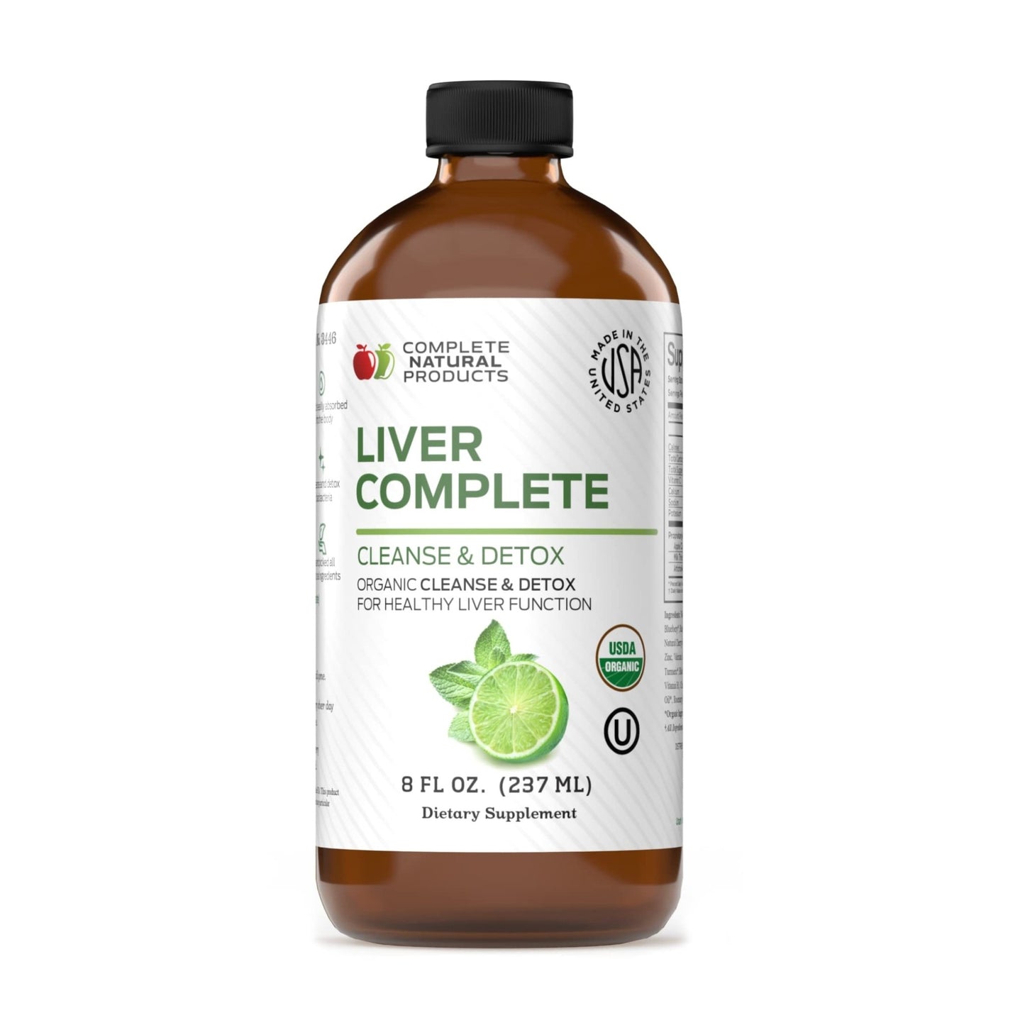 Liver Complete Liquid 8 oz - Organic Liver Cleanse Detox Formula, Herbal Support for High Enzymes with Milk Thistle Dandelion Chanca Piedra, Easy Absorbing - dailyvitalstore