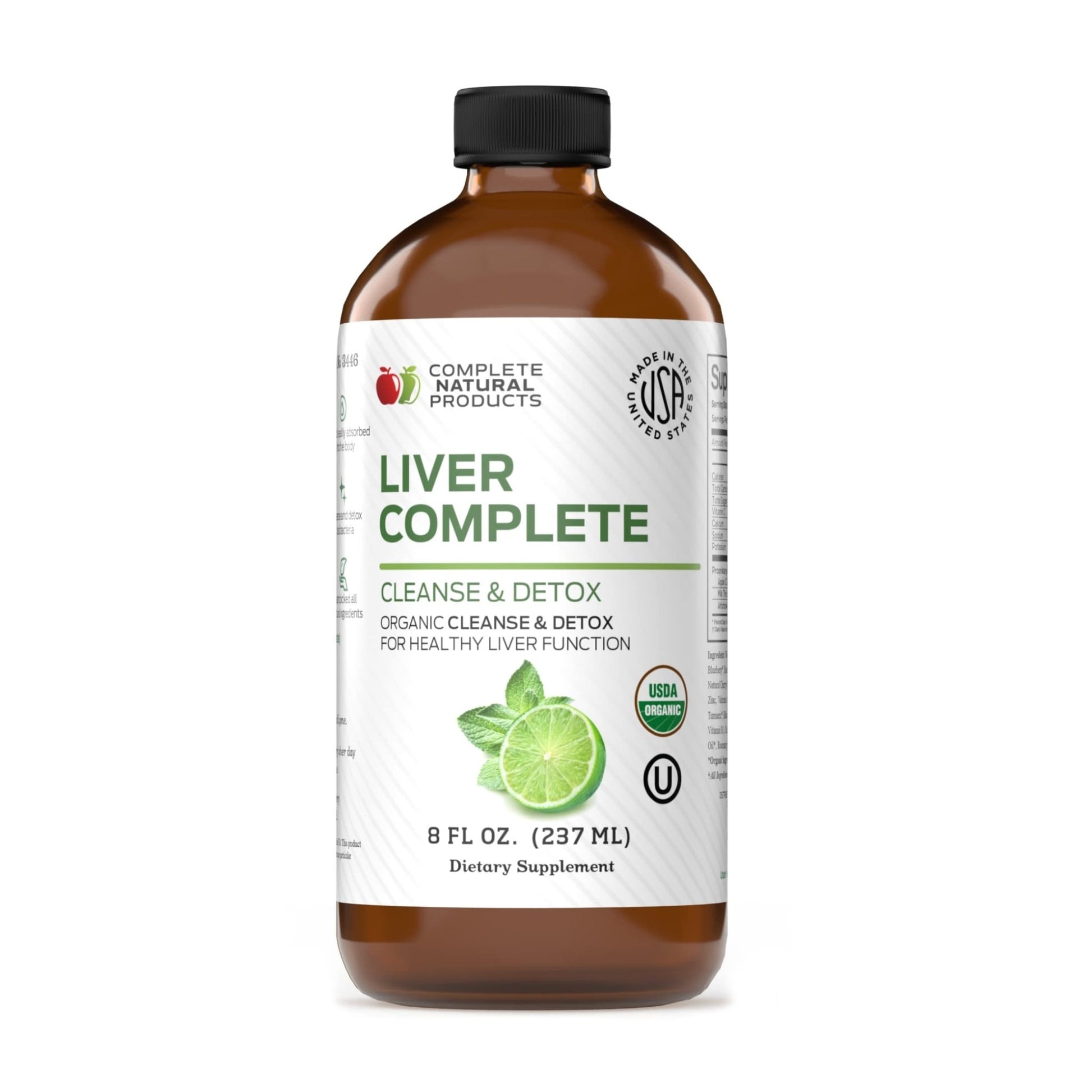 Liver Complete Liquid 8 oz - Organic Liver Cleanse Detox Formula, Herbal Support for High Enzymes with Milk Thistle Dandelion Chanca Piedra, Easy Absorbing - dailyvitalstore