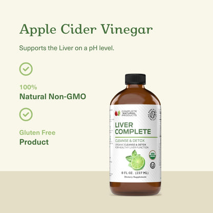 Liver Complete Liquid 8 oz - Organic Liver Cleanse Detox Formula, Herbal Support for High Enzymes with Milk Thistle Dandelion Chanca Piedra, Easy Absorbing - dailyvitalstore