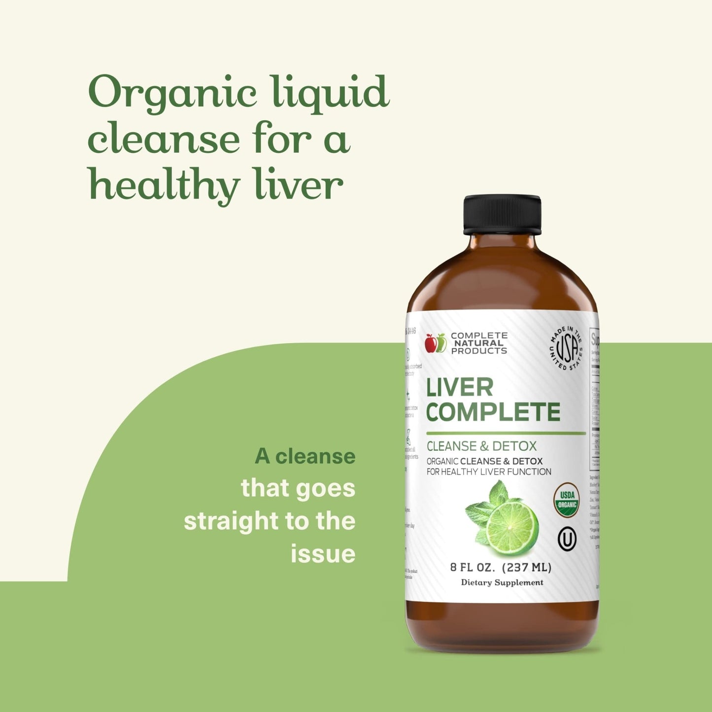 Liver Complete Liquid 8 oz - Organic Liver Cleanse Detox Formula, Herbal Support for High Enzymes with Milk Thistle Dandelion Chanca Piedra, Easy Absorbing - dailyvitalstore