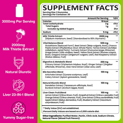 Liver Detox Cleanse & Repair, 2000 mg Milk Thistle Liver Detox, Liver Support Supplement with Glutathione, Dandelion Root, Turmeric & Artichoke, 23-in-1Herbal - dailyvitalstore