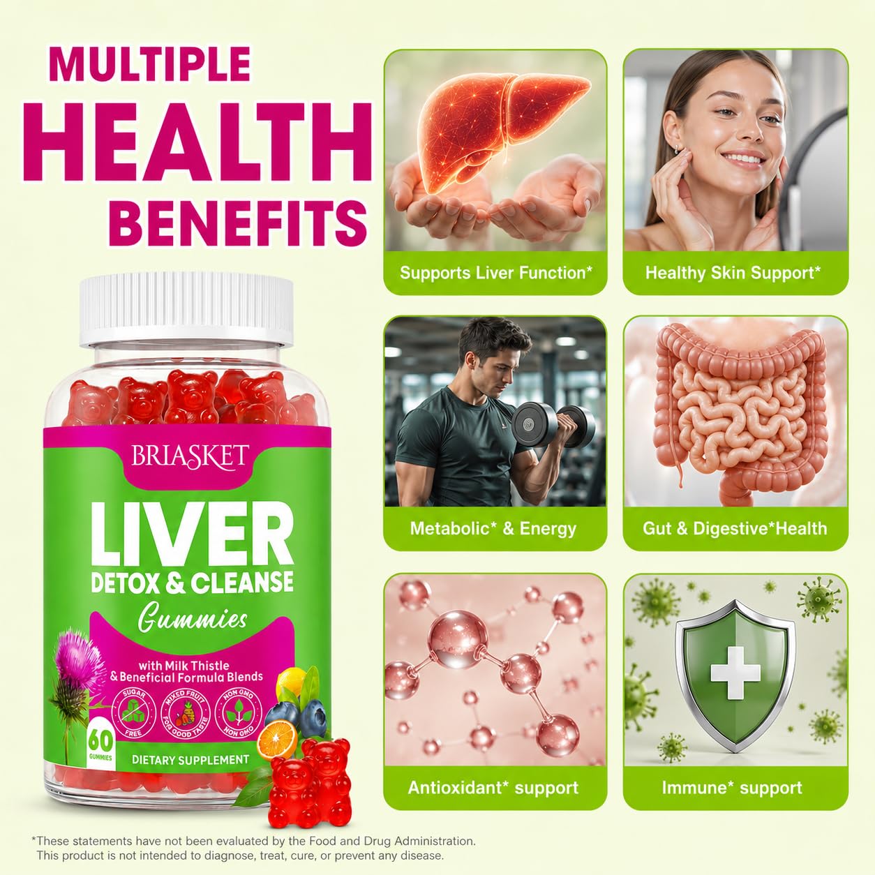 Liver Detox Cleanse & Repair, 2000 mg Milk Thistle Liver Detox, Liver Support Supplement with Glutathione, Dandelion Root, Turmeric & Artichoke, 23-in-1Herbal - dailyvitalstore