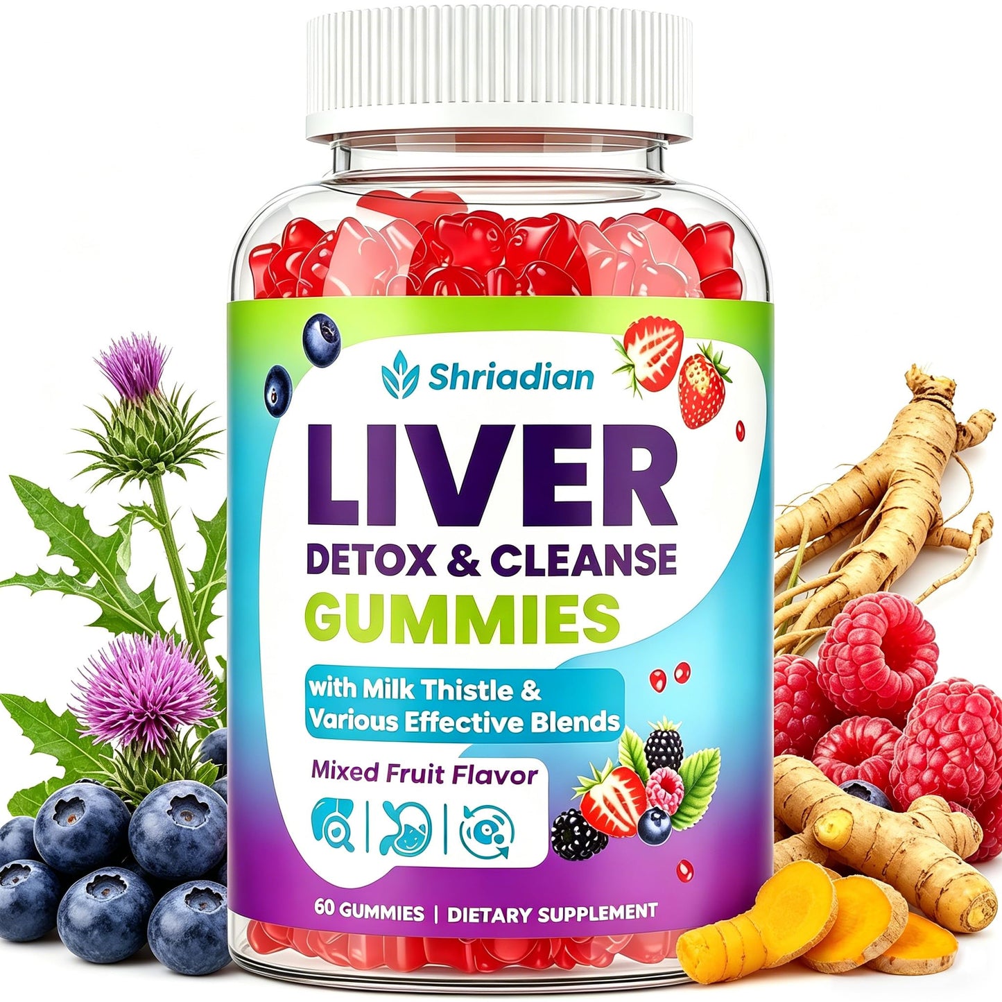 Liver Detox Cleanse & Repair Gummies - 2000mg Milk Thistle Liver Detox Gummies, 23-in-1 Herbal with Dandelion Root, Glutathione & Turmeric- Liver Support - dailyvitalstore
