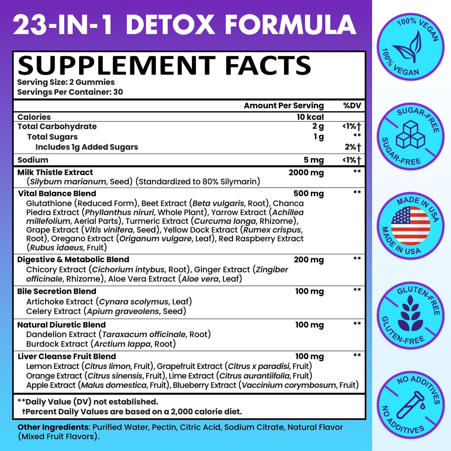 Liver Detox Cleanse & Repair Gummies - 2000mg Milk Thistle Liver Detox Gummies, 23-in-1 Herbal with Dandelion Root, Glutathione & Turmeric- Liver Support - dailyvitalstore