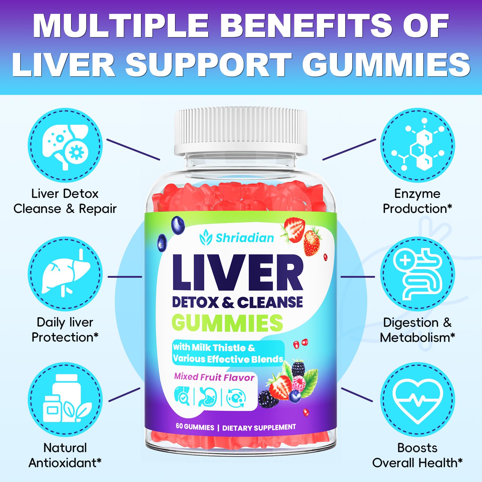 Liver Detox Cleanse & Repair Gummies - 2000mg Milk Thistle Liver Detox Gummies, 23-in-1 Herbal with Dandelion Root, Glutathione & Turmeric- Liver Support - dailyvitalstore