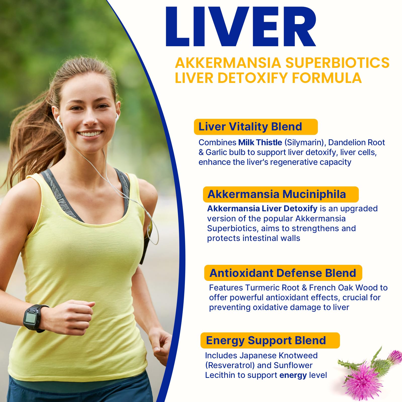 Liver Detoxify Repair & Cleanse, 20 Billion Afu Akkermansia Probiotic with Milk Thistle, Dandelion & Turmeric, 8-in-1 Herbal Formula for Liver Support & Renew, - dailyvitalstore