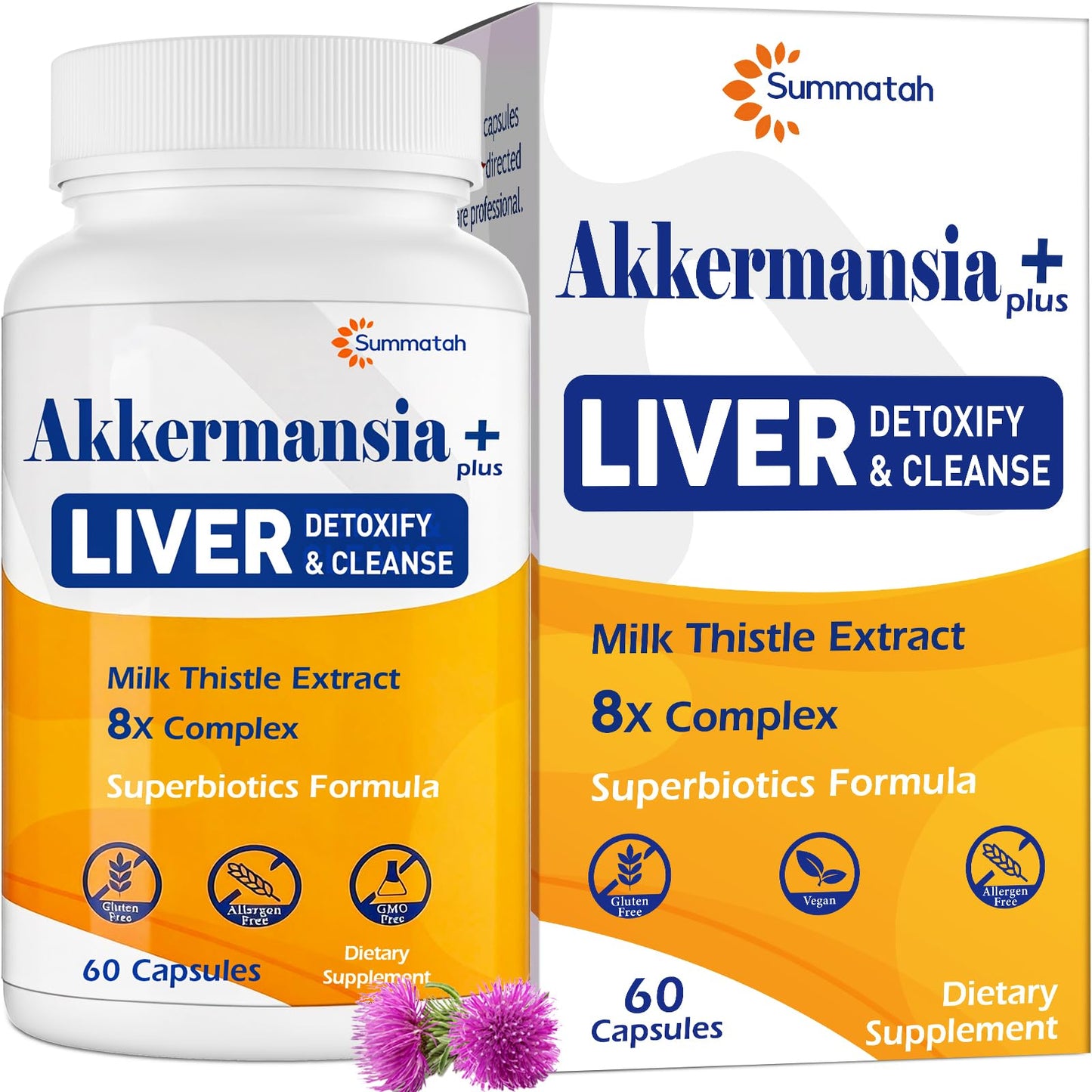 Liver Detoxify Repair & Cleanse, 20 Billion Afu Akkermansia Probiotic with Milk Thistle, Dandelion & Turmeric, 8-in-1 Herbal Formula for Liver Support & Renew, - dailyvitalstore