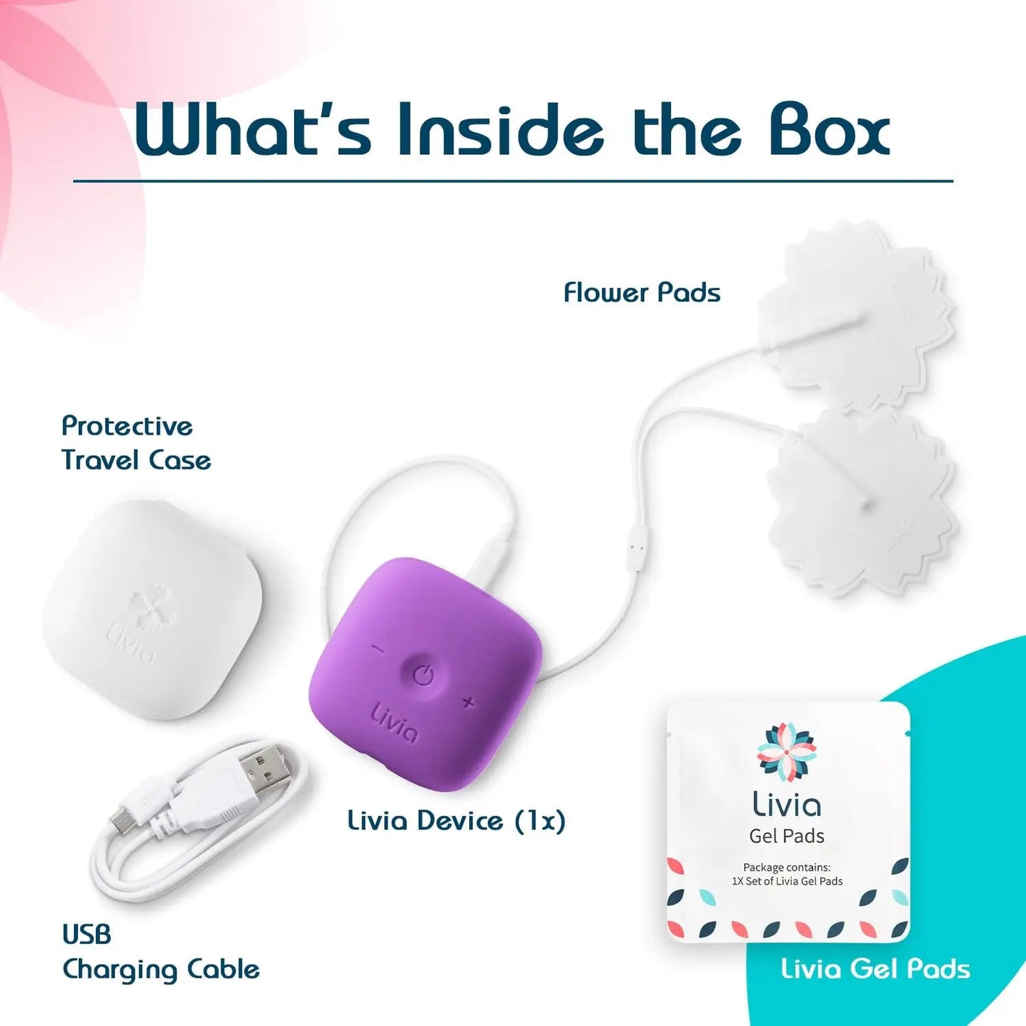 Livia Menstrual Pain Relief Device, Purple – Off-Switch for Period Pain – Portable & Discreet – Rechargeable, Up to 8 Hours Battery – Complete Kit with Stick-On Pads – The Go-to Travel Partner - dailyvitalstore