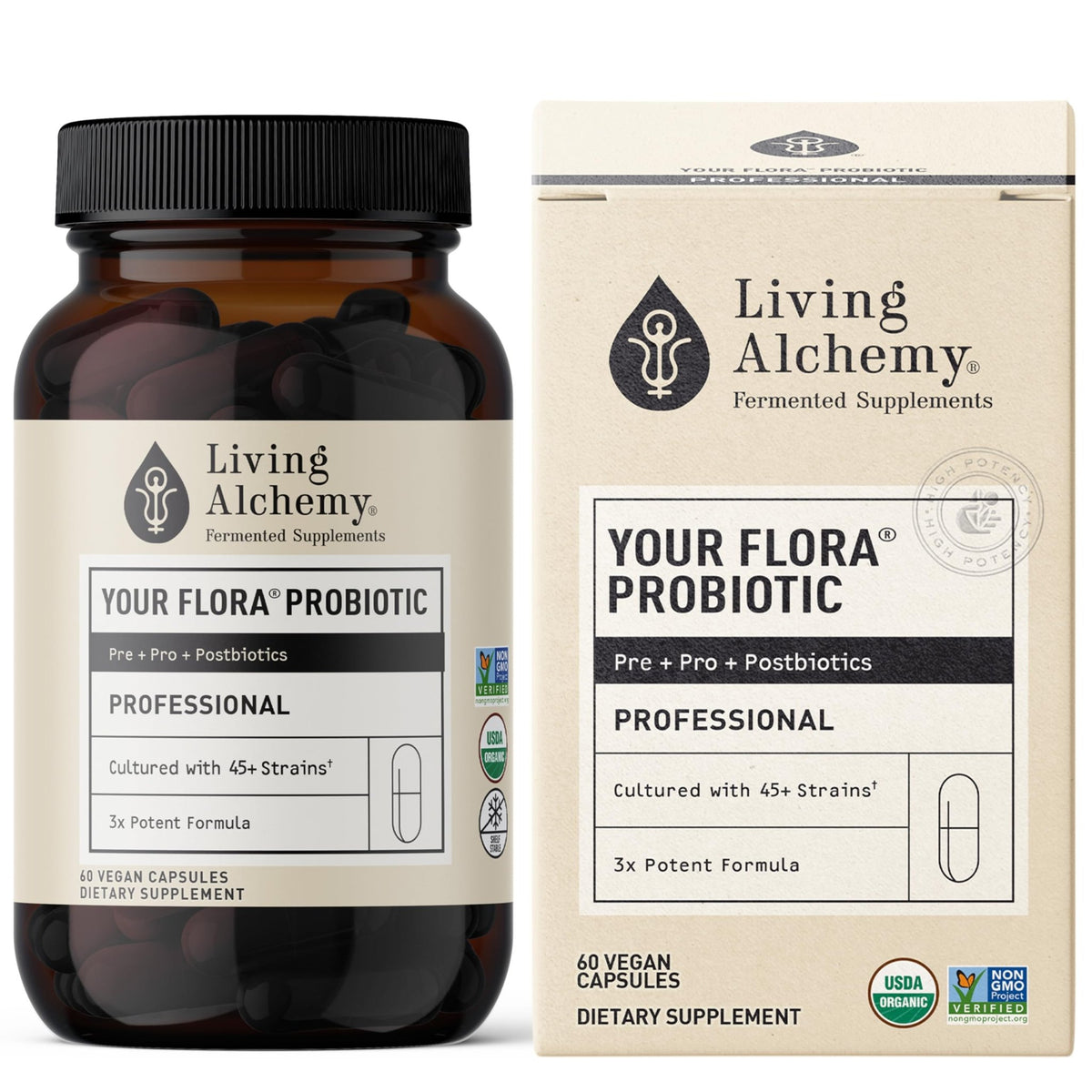 Living Alchemy Gut Health Supplements for Men & Women - Your Flora Probiotic Professional Digestion Supplement with Fermented Soybean, Prebiotics, - dailyvitalstore