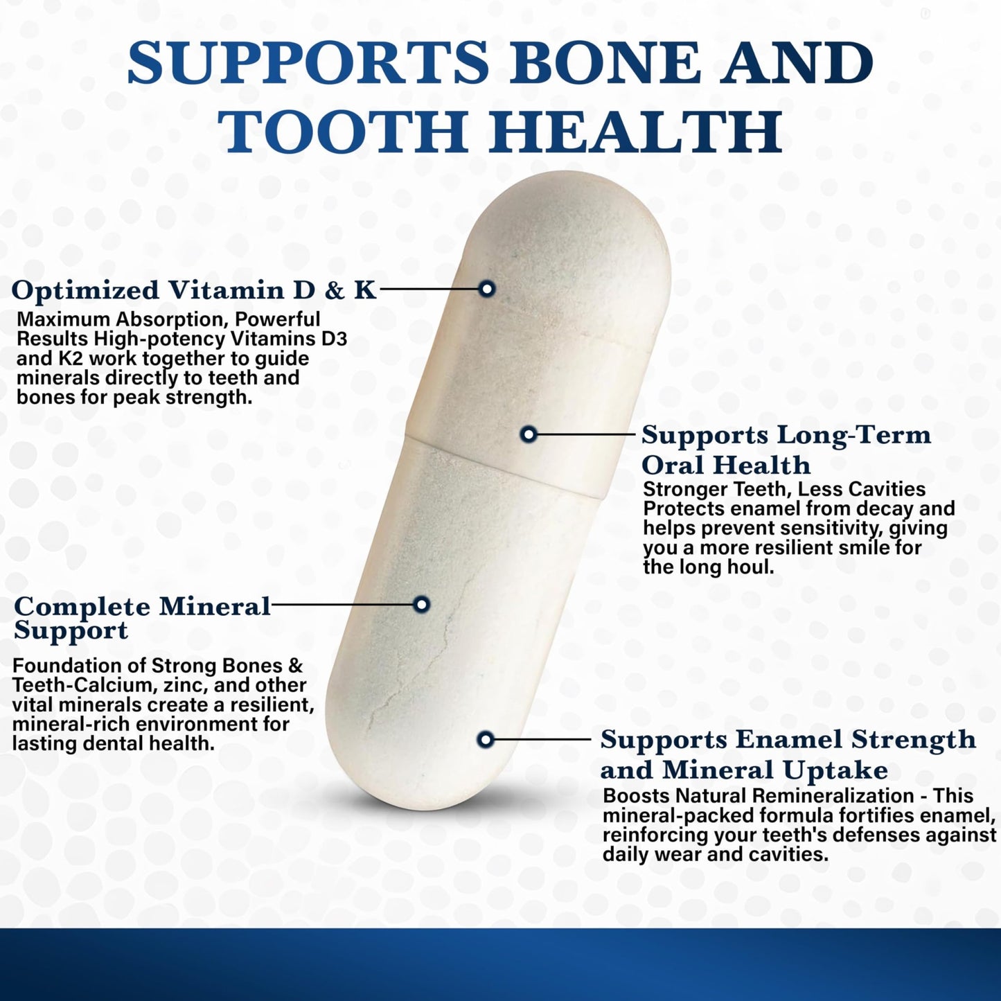 Living Well with Dr. Michelle Tooth & Bone Formula - Supplement with Calcium for Bone Strength & Tooth Enamel Support, D3 + K2, 120 Capsules, Non-GMO, Gluten-Free - dailyvitalstore