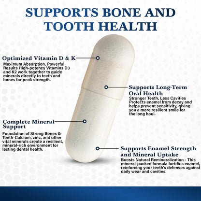 Living Well with Dr. Michelle Tooth & Bone Formula - Supplement with Calcium for Bone Strength & Tooth Enamel Support, D3 + K2, 120 Capsules, Non-GMO, Gluten-Free - dailyvitalstore