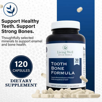 Living Well with Dr. Michelle Tooth & Bone Formula - Supplement with Calcium for Bone Strength & Tooth Enamel Support, D3 + K2, 120 Capsules, Non-GMO, Gluten-Free - dailyvitalstore
