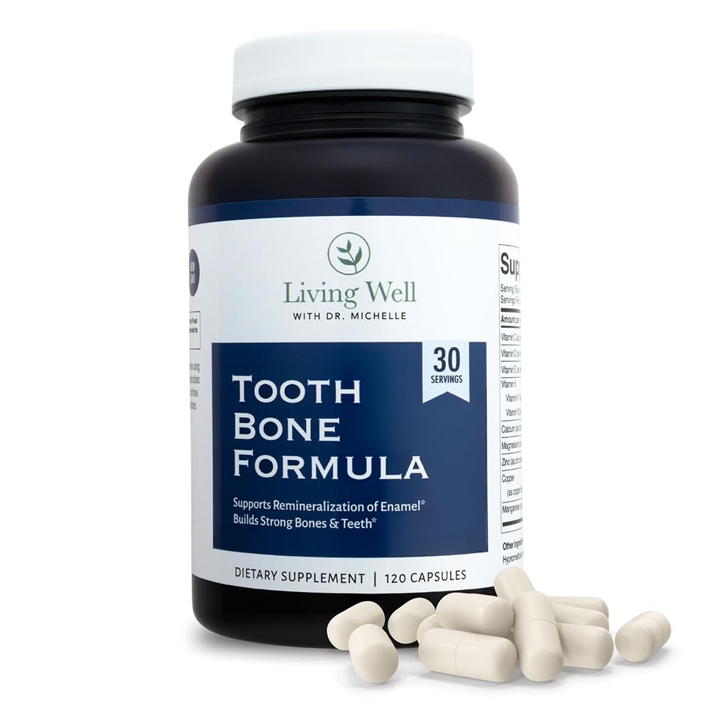 Living Well with Dr. Michelle Tooth & Bone Formula - Supplement with Calcium for Bone Strength & Tooth Enamel Support, D3 + K2, 120 Capsules, Non-GMO, Gluten-Free - dailyvitalstore