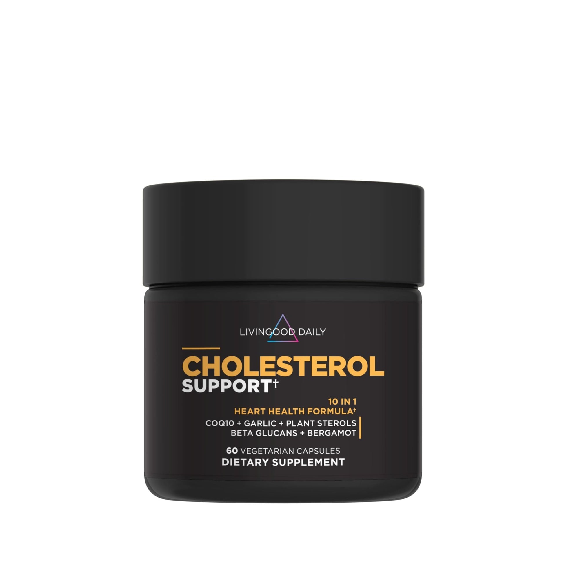 Livingood Daily Cholesterol Support Supplement with Garlic, CoQ10, Vitamin E, Bergamot, Plant Sterols for Body and Heart Health Support, Supports LDL and Triglycerides, Gluten Free, Vegan, 60 Capsules - dailyvitalstore