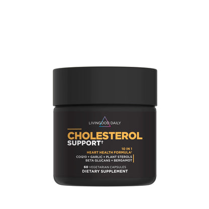 Livingood Daily Cholesterol Support Supplement with Garlic, CoQ10, Vitamin E, Bergamot, Plant Sterols for Body and Heart Health Support, Supports LDL and Triglycerides, Gluten Free, Vegan, 60 Capsules - dailyvitalstore