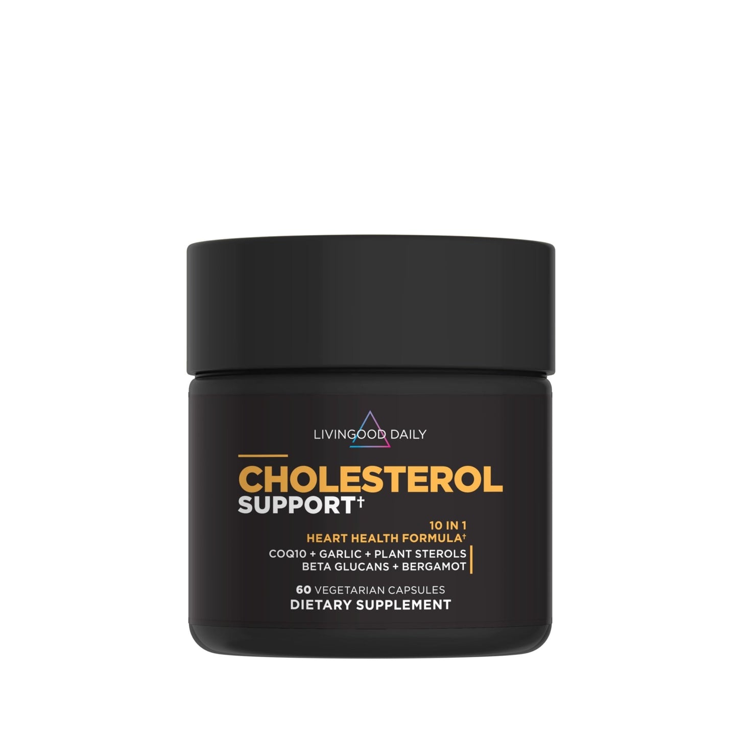 Livingood Daily Cholesterol Support Supplement with Garlic, CoQ10, Vitamin E, Bergamot, Plant Sterols for Body and Heart Health Support, Supports LDL and Triglycerides, Gluten Free, Vegan, 60 Capsules - dailyvitalstore