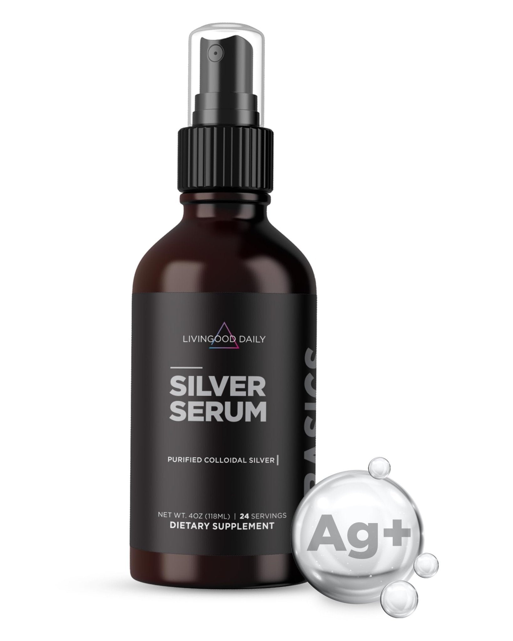 Livingood Daily Colloidal Silver Liquid Spray, Purified Silver with Deionized Water for Daily Wellness Support, Oral Hygiene, Skin Care, Throat & Sinus Health, Vegan - dailyvitalstore