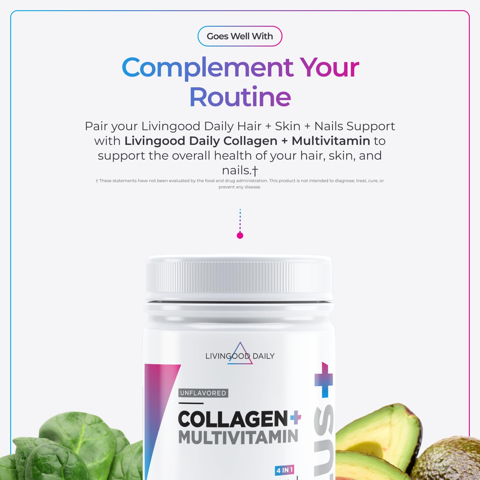 Livingood Daily Hair, Skin & Nails Supplement, 14-in-1 Formula with Biotin, Collagen, Keratin, Bamboo, Selenium, Folate, B12, Zinc and More, Beauty Supplement for Women & Men, Gluten Free, 60 Capsules - dailyvitalstore