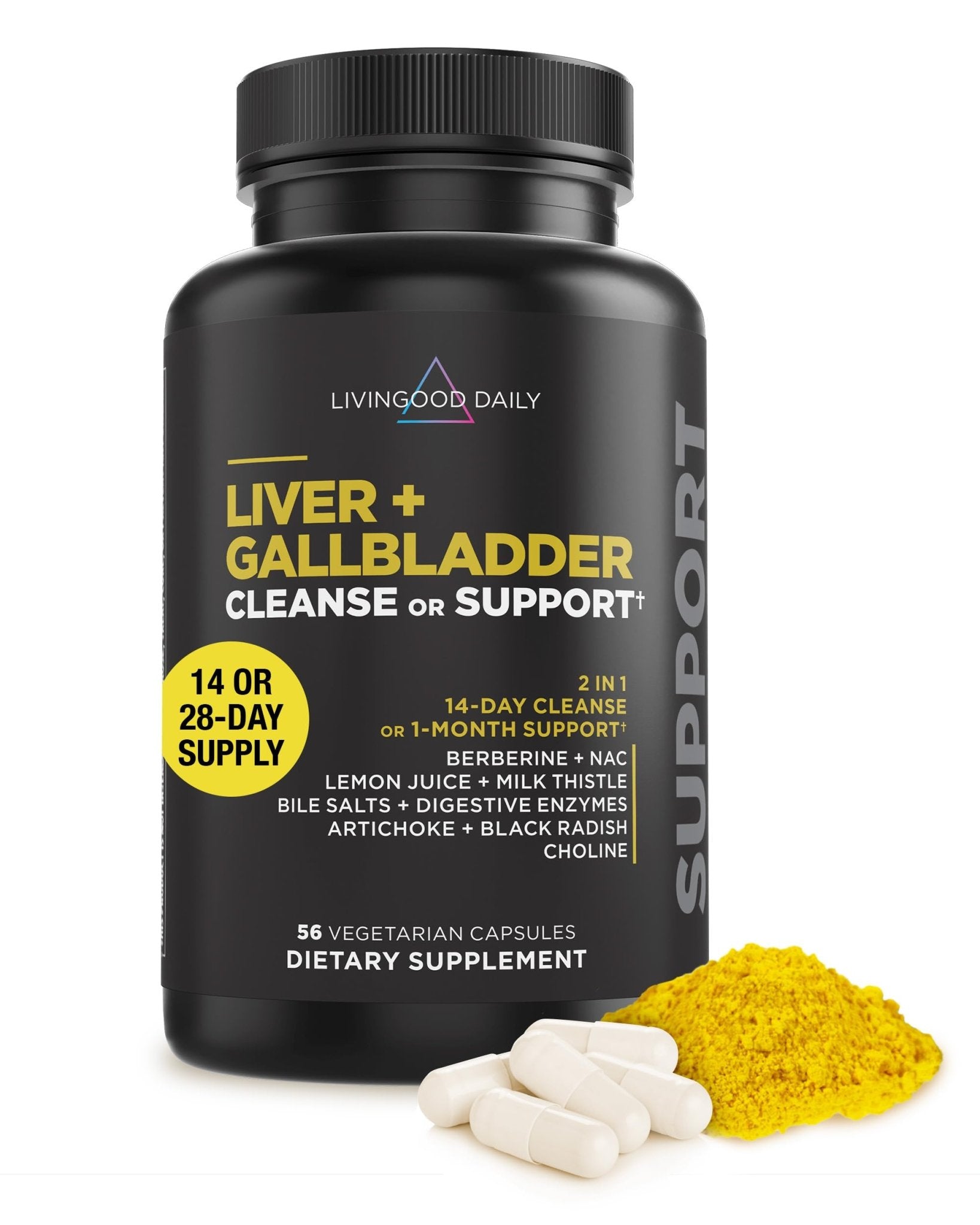 Livingood Daily Liver & Gallbladder Cleanse or Support Supplement with Milk Thistle, Ox Bile, Bile Salts, Digestive Enzymes and Artichoke Leaf Extract - dailyvitalstore