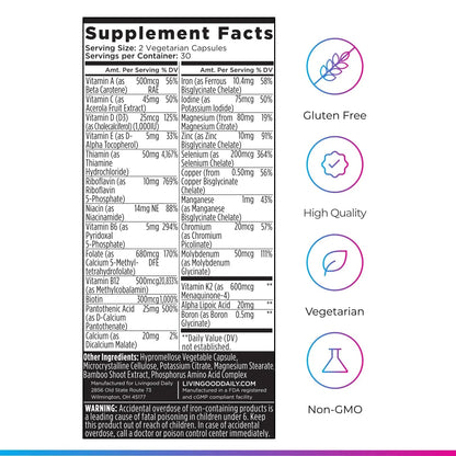 Livingood Daily Methylated Multivitamin for Women and Men, Multi Vitamin Supplement with Alpha Lipoic Acid, B Vitamins, Iron, Zinc and Selenium - dailyvitalstore