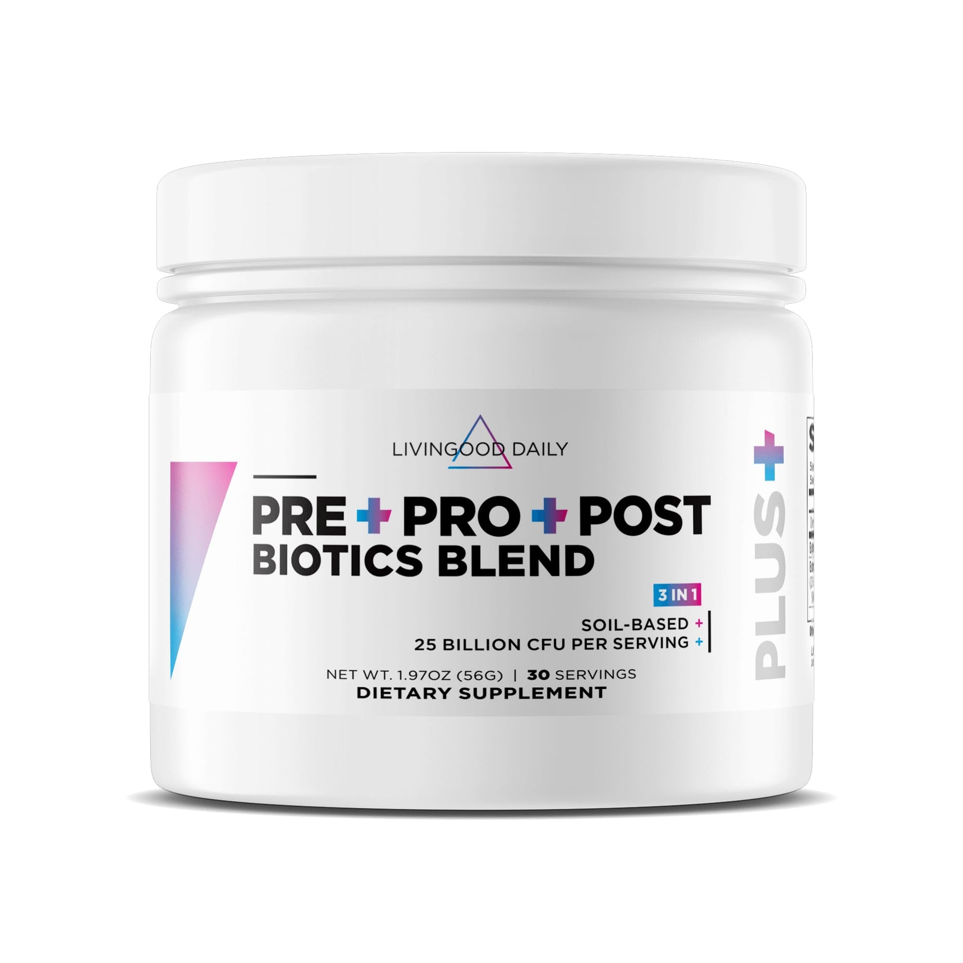 Livingood Daily Pre Pro Post Biotics Blend Powder, Digestive Health Supplement with Prebiotics from Organic Blue Agave Inulin, SBO Probiotics, Probiotics for Women & Men - dailyvitalstore