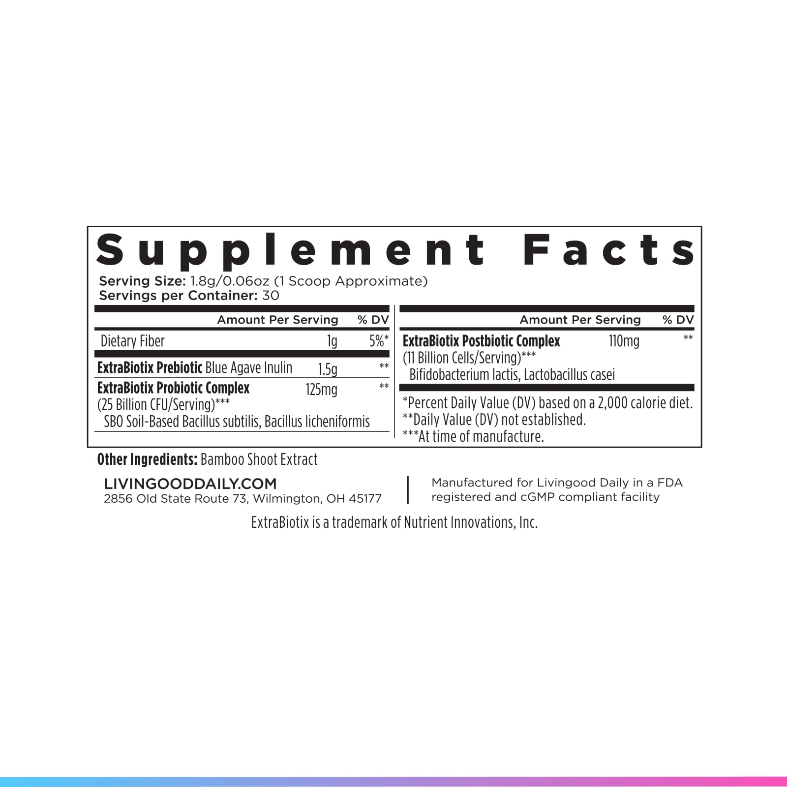 Livingood Daily Pre Pro Post Biotics Blend Powder, Digestive Health Supplement with Prebiotics from Organic Blue Agave Inulin, SBO Probiotics, Probiotics for Women & Men - dailyvitalstore