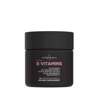 Livingood Daily Vitamin B Complex Capsules for Men and Women, Methylated B12 & Folate, 11 Active Forms Including B1 B2 B3 B5 B6 & Biotin, Gluten Free - dailyvitalstore