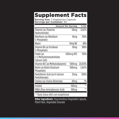 Livingood Daily Vitamin B Complex Capsules for Men and Women, Methylated B12 & Folate, 11 Active Forms Including B1 B2 B3 B5 B6 & Biotin, Gluten Free - dailyvitalstore