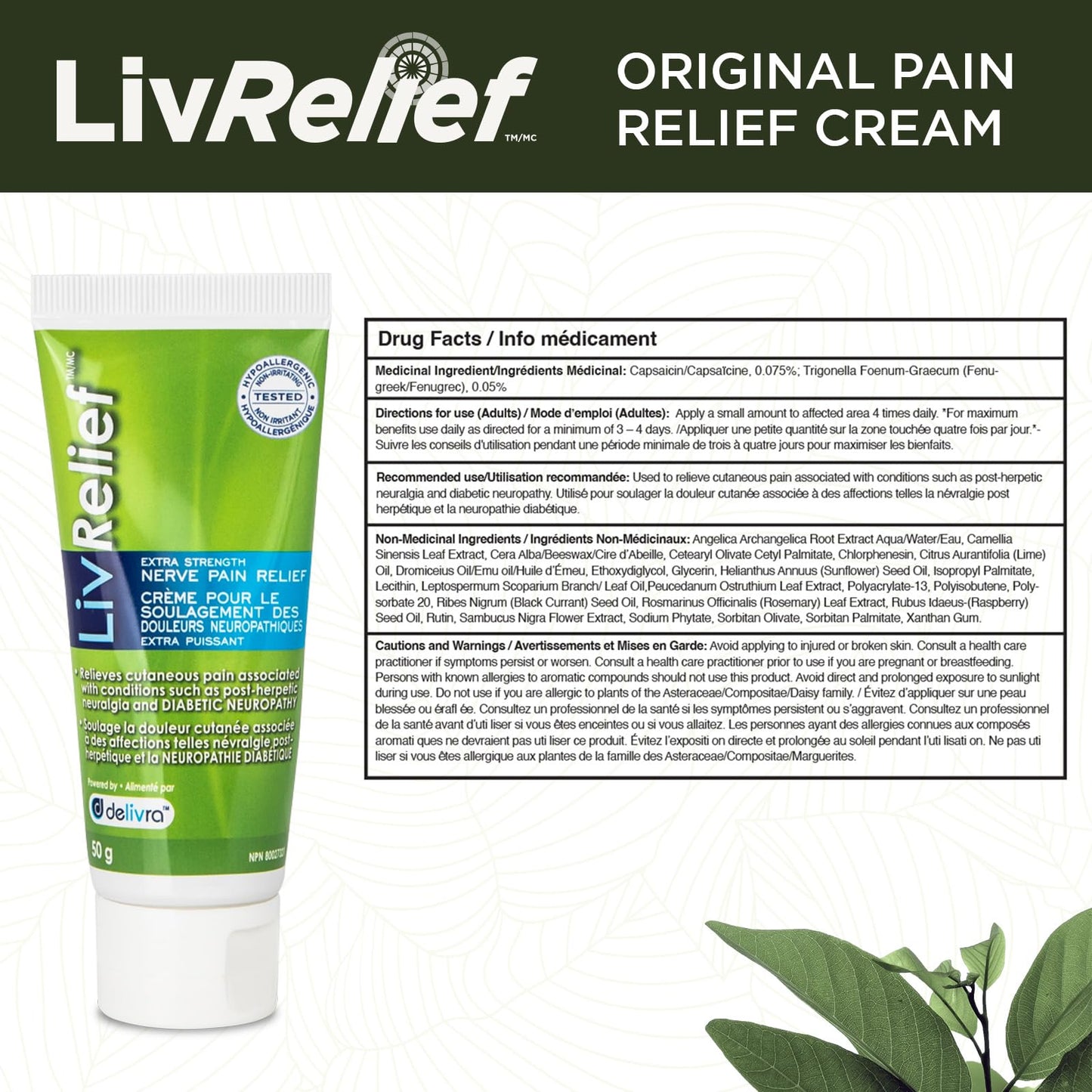 LivRelief Nerve Pain Relief Extra Strength - 50g - dailyvitalstore