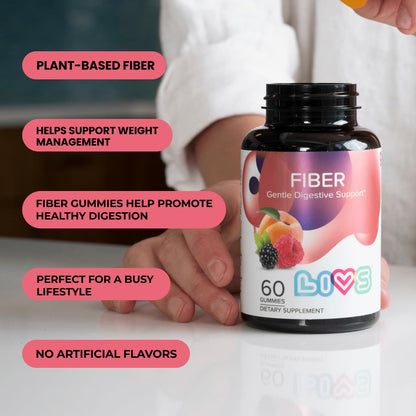 LIVS Fiber Gummies for Adults – Promote Digestive Support & Regularity | Gut Health & Smooth Digestion | Plant-Based Prebiotic | Non-GMO Fiber Supplement - dailyvitalstore